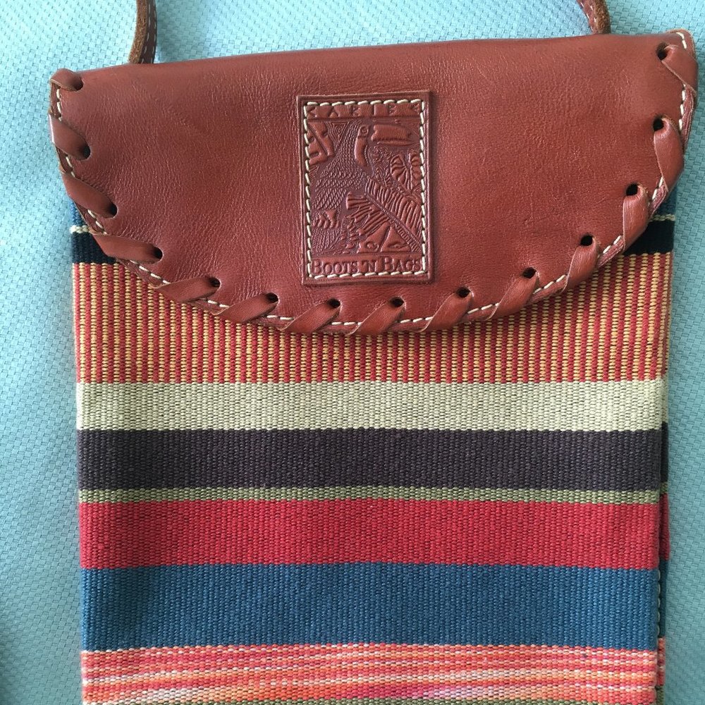 Vintage Boots N Bags canvas leather trim crossbody bag